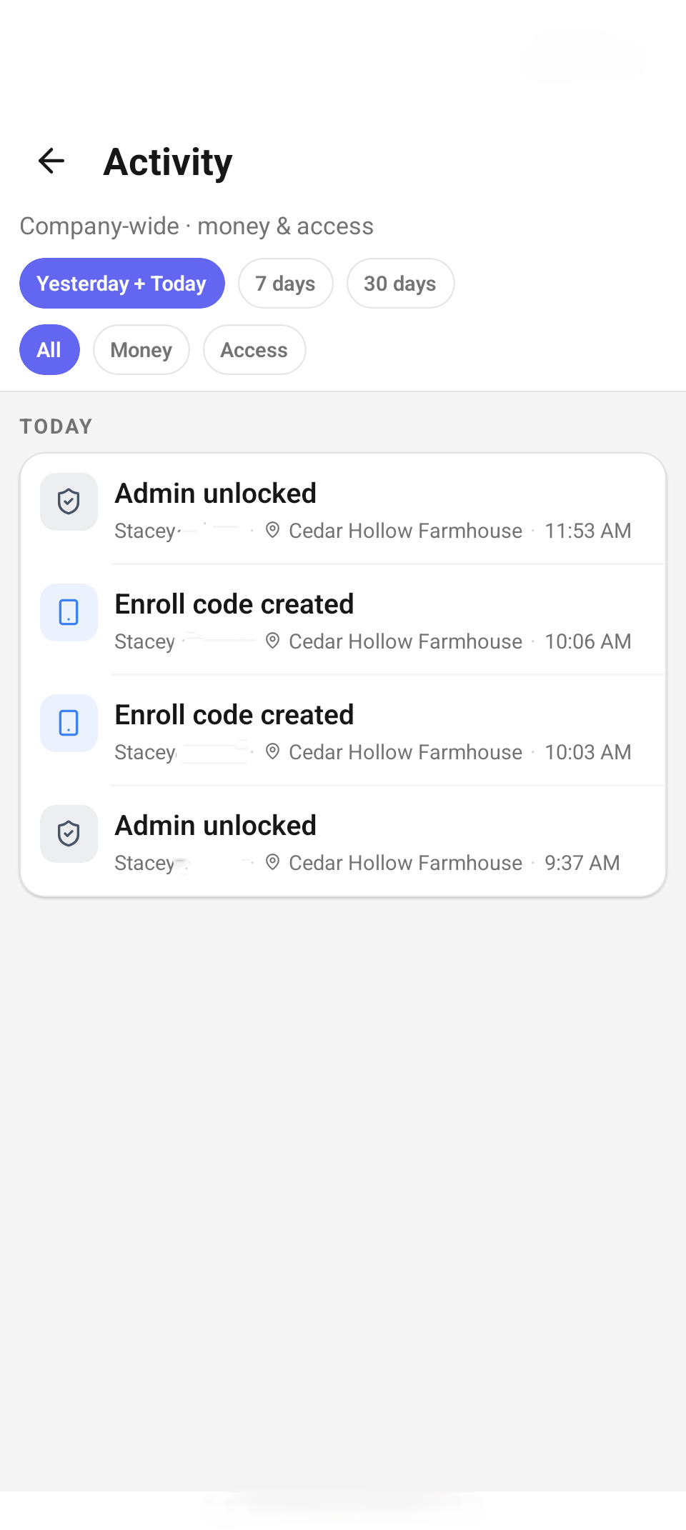 Activity feed
