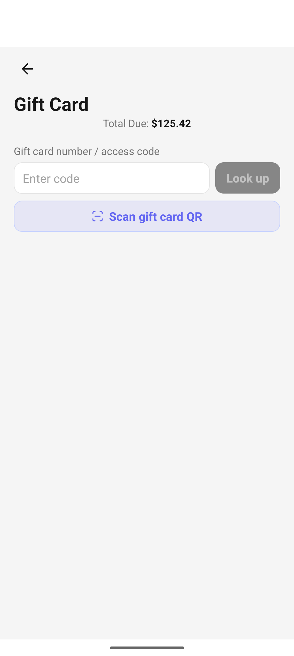 Gift card — enter or scan