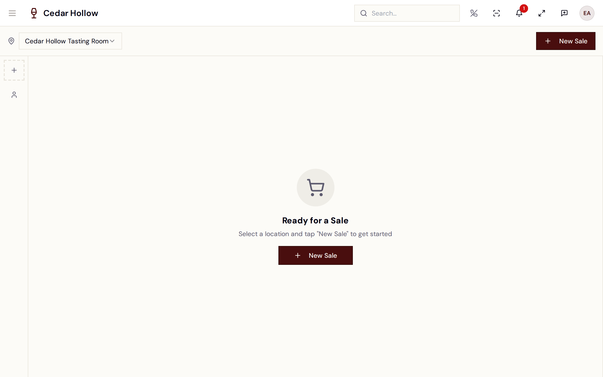 The POS terminal — build a check and take payment.