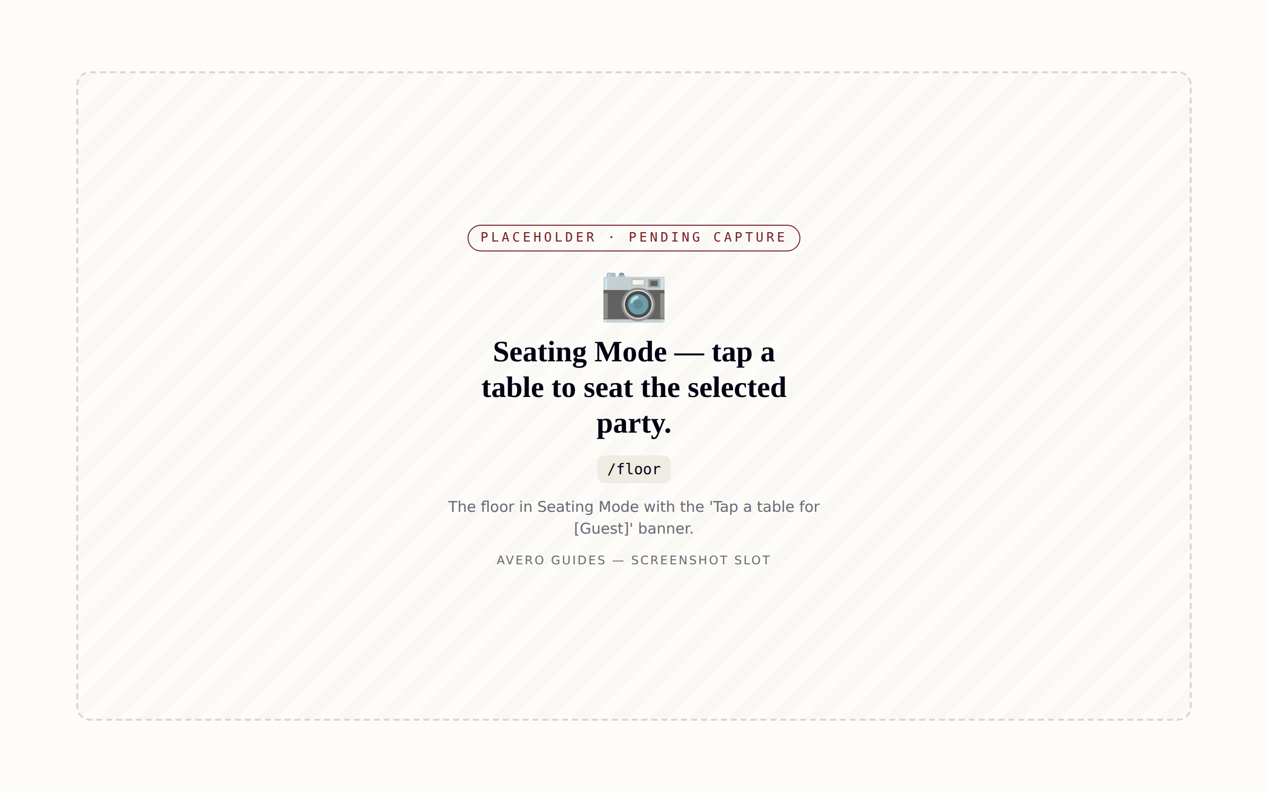 Seating Mode — tap a table to seat the selected party.