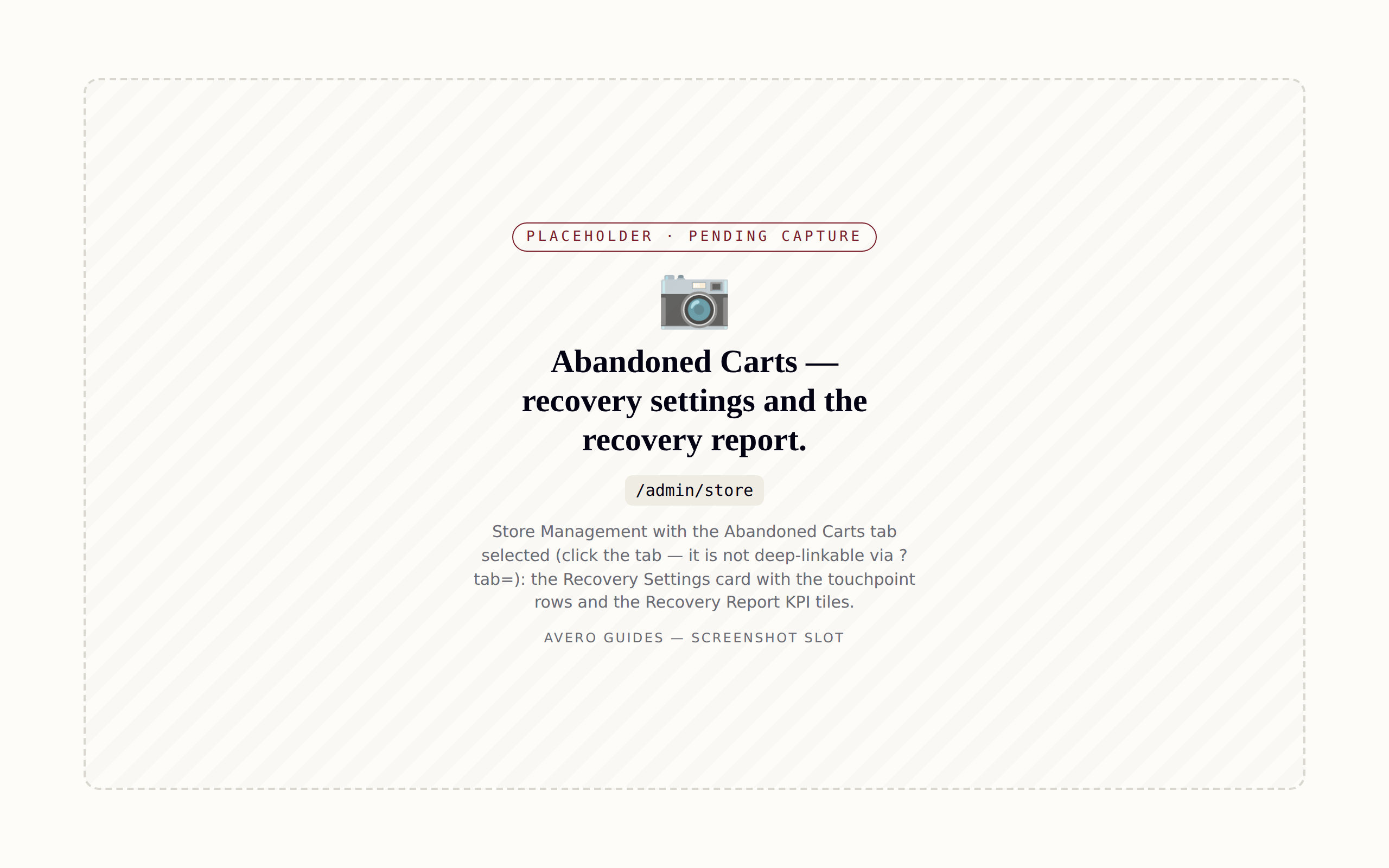 Abandoned Carts — recovery settings and the recovery report.