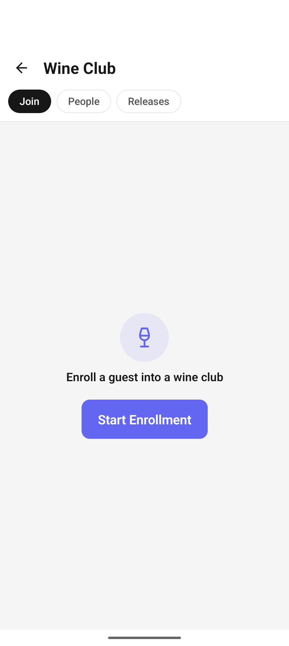 Wine Club — the Join tab